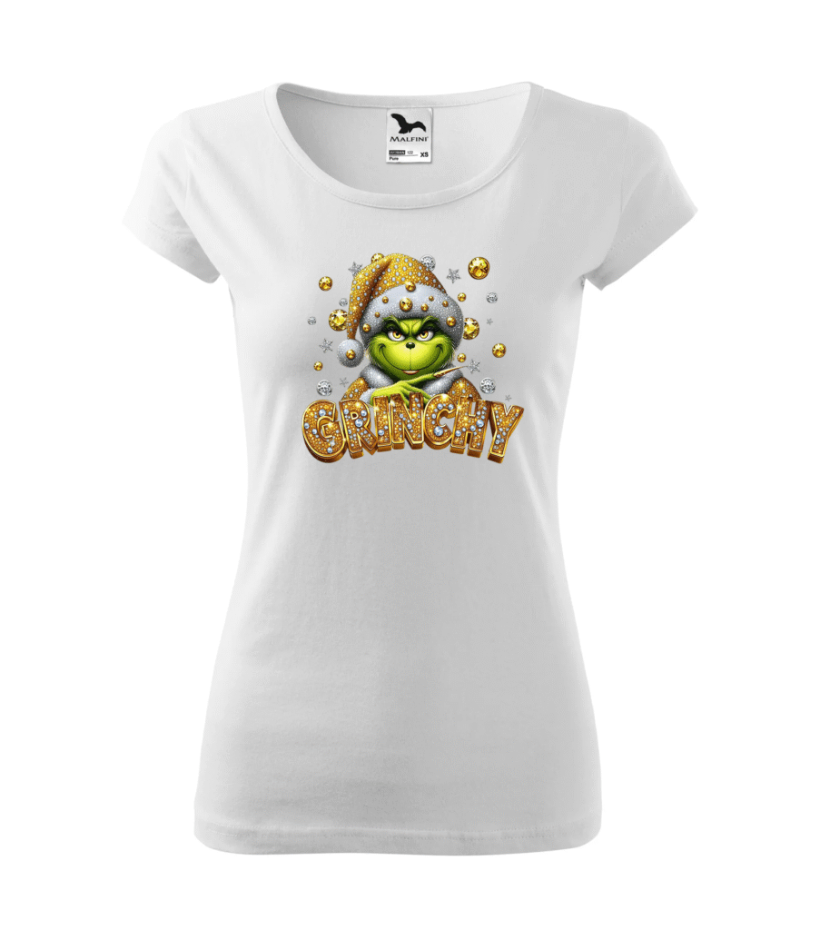 Tricou Alb Grinchy-Gold